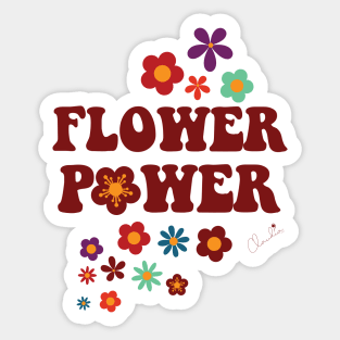 Fun Fall Colors Flower Power Seamless Pattern Graphic Print Sticker